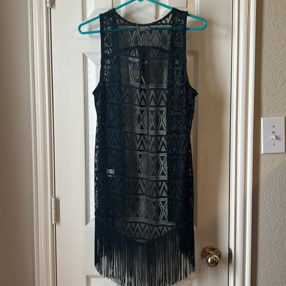Lace vest with fringe.  Size M.  Black - Picture 4 of 6